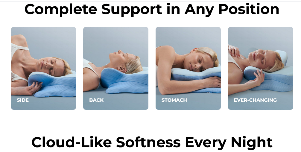 Derila Pillow supports all sleeping positions - side, back, and stomach sleepers